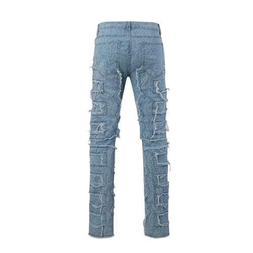 Y2K Clothing Men Stacked Jeans Slim Fit Stretch Y2K Hip Hop Streetwear Denim Pants Fashion Aesthetic Straight Leg Trousers4