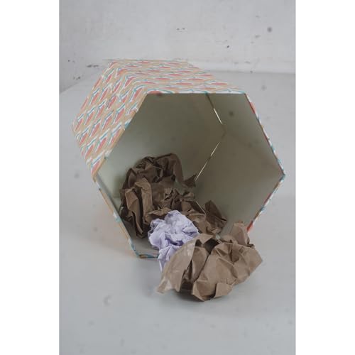 Image of Floral Hand Block Printed 3.3 Gallon Decorative Waste Basket - Eco-Friendly Cardboard Trash Can, Plastic-Free & Sustainable, Perfect for Christmas and Housewarming Gifts (1, Yellow Blue FLOWAR)