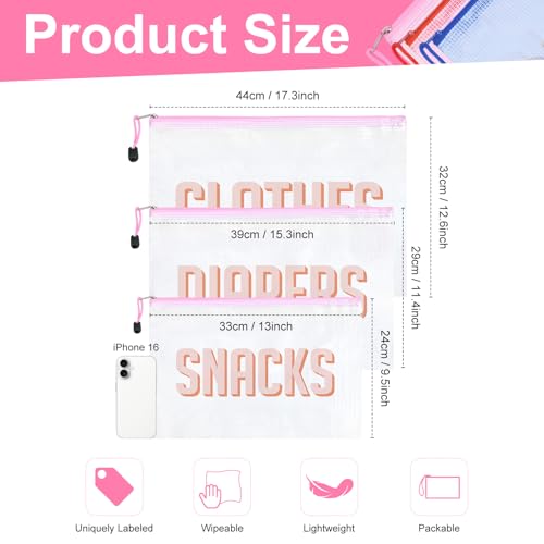 Image of 3pcs Hospital Bag Organizing Pouches for Labor and Delivery, Maternity Essentials Diaper Bag Organizer for Mom Travel (White, Large)