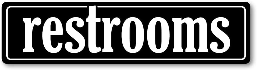 GRX1251 Aluminum Sign LARGE 24 in x 6 in: RESTROOMS (black/white) Style 4