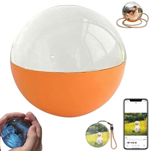 Crystal Ball Digital Video Display, 3D Ultrasound Crystal Ball Digital Photo Album, Ultrasound Video Lamp Balls,Customizable LED Photo & Sphere for Couples, Pets & Memory Gifts (Orange)
