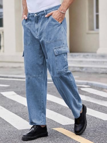 Image of TAGAS Men Loose Fit Men's Flip Pocket Cargo Pant|Man Stylish Cotton Loose Fit Denim Jeans || Multi-Pocket Styling || Perfect for Casual Fashion || Comfortable Classic Men's Outerwear (MDJ-33)