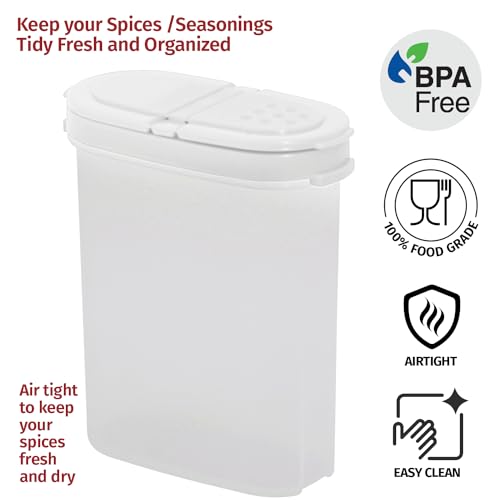 Image of Signoraware Sprinkles N Spice BPA Free Plastic Big Container with Lid (280mlx2 | Set of 2 | White)