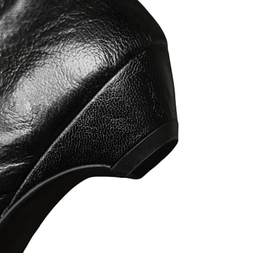 TinaCus Handmade Women's Genuine Leather T-Strap Buckle Pointed Toe Stacked Heel Mary Jane Shoes3