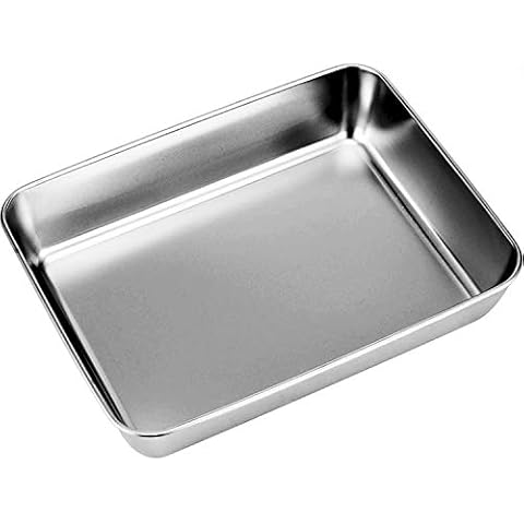 Chenxi güker backblech aus reinem edelstahl, rechteckiges kuchenblech, backofenblech zum backen, kochen, tiefer rand, hochglanzpoliert und spülmaschinenfest Cover