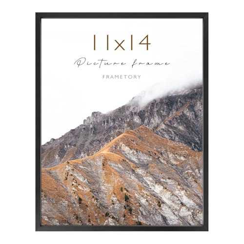 Frametory 11x14 Black Aluminum Picture Frame Real Glass Cover 1 Pack