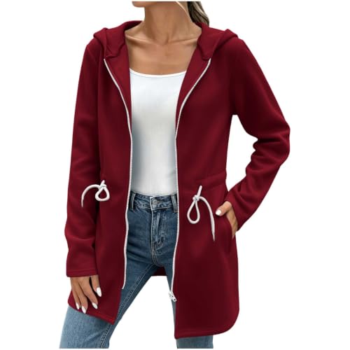 Veste longue décontractée pour femme veste à capuche zippée