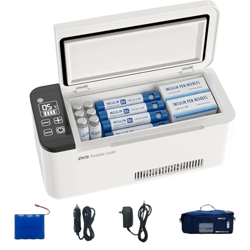 ZKSCool Insulinkühler gekühlter Kasten Tragbare Insulin Kühlbox für Medikamente Mini Intelligente Elektrische Mini Kühlschrank für Auto Reise Zuhause