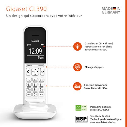 Telefono fisso GIGASET CL390 Bianco