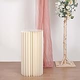 Efavormart 32' Ivory DIY Accordion Cylinder Cardboard Folding Pillar Pedestal Box, Display Column Stand with Round Top Plate
