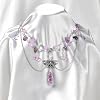 MOSTORY Fairy Ren Faire Necklace - Purple Layered Beaded Necklaces for Women Crystal Charm Necklace for Renaissance Ren Faire Fairycore Aesthetic Elf Cosplay Photo Shoot Halloween