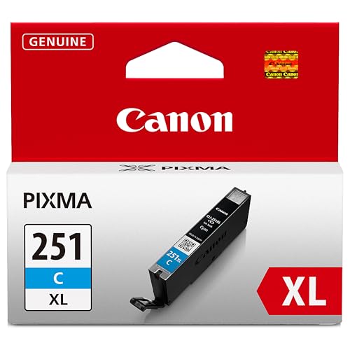 Canon CLI-251XL Genuine Cyan Ink Tank, Compatible with MG6320, IP7220 & MG5420, MX922, MG5520, MG6420, MG7120, iX6820, iP8720, MG7520, MG6620, and MG5620 Printers