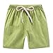 Zzalalana 4 Pack Girls Cotton Linen Shorts Casual Summer Beach Shorts Kids Elastic Waist Athletic Shorts with Pockets Green