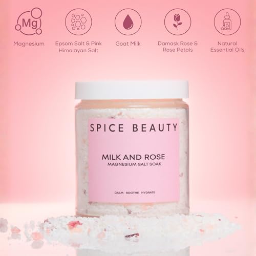 Goat Milk & Rose Magnesium Salt Soak | Epsom & Magnesium Bath Soak for Muscle Relaxation | Skin Soften & Deeply Nourish, Skin Hydration & Boosts Elasticity | Salt Soak | 9 oz - Image 3