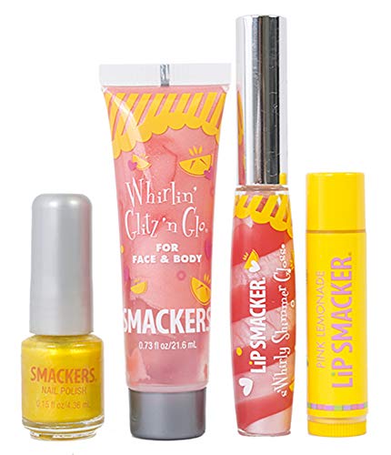 Smackers Pink Lemonade Glam Bag Makeup Set (Lip Balm, Lip Gloss, Nail Polish, & Lotion), 1 Set