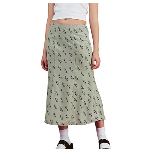 HUWAIYUNDONG Kjolar för kvinnor – A-linje bodycon lång pennkjol, vintage kvinnors rutigt tryck hög midja midikjol, streetwear flicka 90-tal mode, lösa byxor solklänning semester