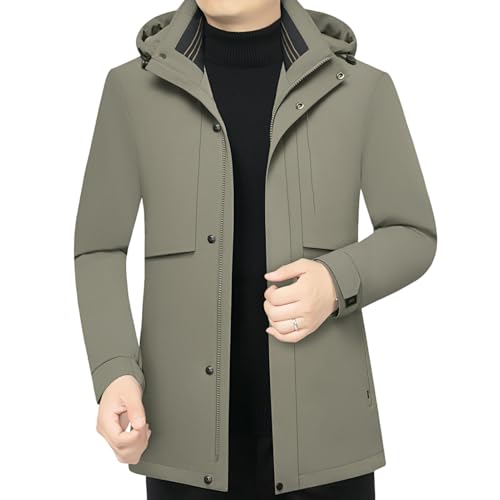 Chaqueta de plumón gruesa para hombre, abrigo con capucha y forro extraíble