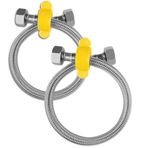 Image of Konvio Neer Heavy Duty Stainless Steel Connection Pipe for Water Heater Geyser and Wash Basin (Set of 1) | Flexible, Strong Build for Long-Lasting Use | 18 Inch, Silver