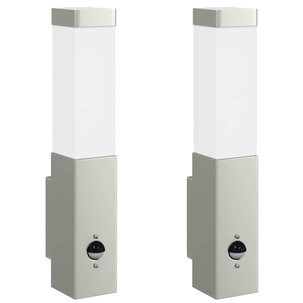 Luz de Pared Exterior 2 Uds Plateado 10.5 x 6 x 33 cm