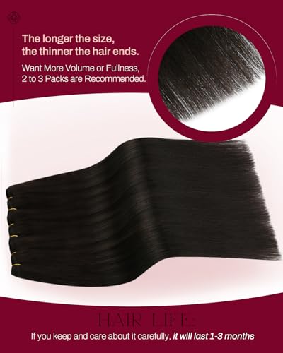 Image of Moresoo Real Human Hair Weft Extensions, Dark Brown, 24 Inch 140g | Flowing real human hair adds graceful length and smooth texture, suited to bridal events, travel and evening hairstyles