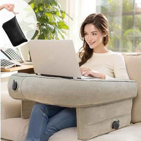 Reading Pillow for Gaming, Gaming Pillow for Bed, Extra Large Reading & Gaming Pillow, Inflatable Lap Desk Pillow for Reading, Portable Bed Rest Pillow for Adult, Working in Bed Floor Sofa(Grey) Cover