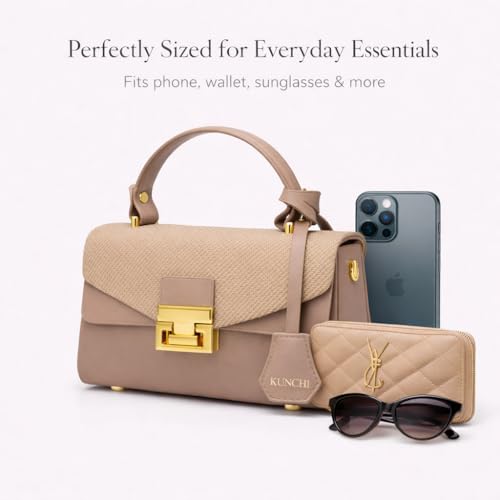 Image of KUNCHI CREST Women's Structured Handbag with Sling Strap | Premium Textured Flap Bag | Elegant Designer Purse for Party, Wedding & Office