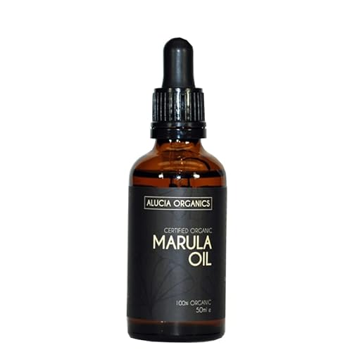 Alucia Organics Certyfikowany organiczny olejek marula (olejek marula) 50 ml – czysty, naturalny, tłoczony na zimno, wegański, do skóry, twarzy, ciała, włosów, masażu