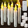 6 Pack Remote LED Taper Candles Battery Operated Halloween Floating Candle Lights Flickering Flameless Outdoor Electric Flicker Fake Candle Bulk Window Chandelier Holder Christmas Decorations