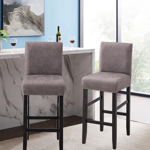 Image of FUANGUI Bar Stool Covers Set of 2, Stretch Bar Stool Seat Covers | Washable Removable Bar Chair Covers with Backs Slipcovers, Bar Chair Covers Square for Kitchen Dining Room Cafe