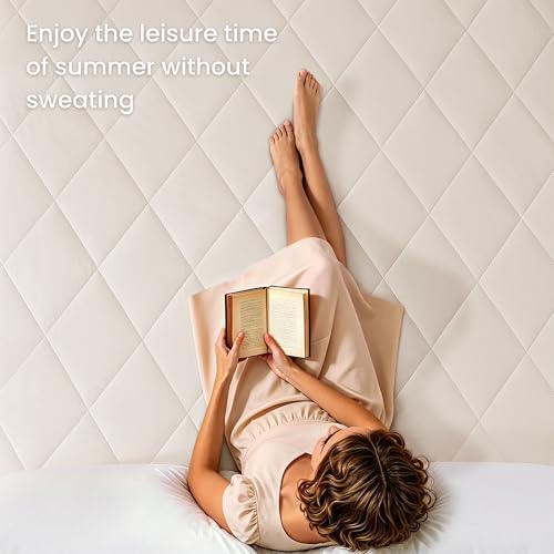 lasoftan Cooling Comforter Queen Size, Full Cooling Blanket, Beige — view 5