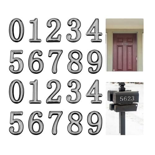 Image of 20pcs Reflective Mailbox Number Stickers, 2in Long 0-9 House Address Label Self Adhesive Decals Sign Accessories Supplies for Outside Door Mail Box