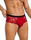 ohyeahlady Sissy Dessous Männer Sexy Boxershorts Spitze Erotische Unterwäsche Herren Reizwäsche Große Größen Unterhosen Ouvert Slip Mesh Underwear mit Bulge Transparent Briefs Clubwear Rot XL