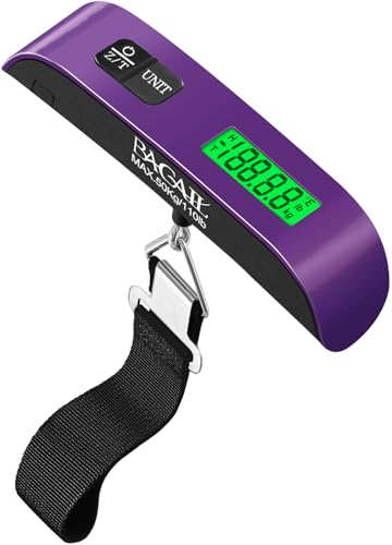 Image of BAGAIL Digital Luggage Scale, 110lbs Hanging Baggage Scale with Backlit LCD Display, Portable Suitcase Weighing Scale, Travel Luggage Weight Scale with Hook, Strong Straps for Travelers