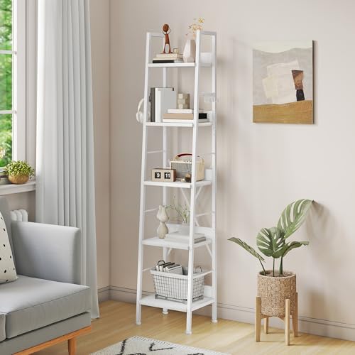 YITAHOME Libreria sottile con 5 ripiani, larghezza 35 cm, scala