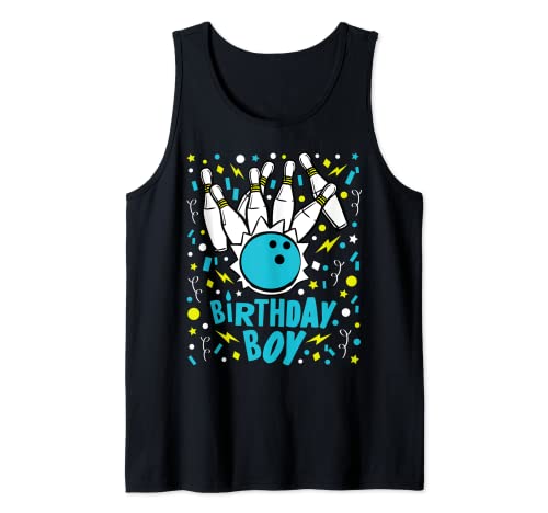 Boys Bowling Party Birthday Boy Kids Pins Bowler Gift Tank Top