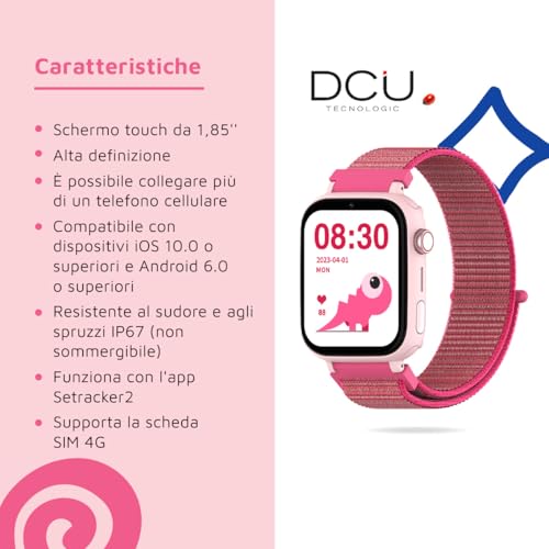 Dcu Tecnologic - Smartwatch Per Bambini Con Sistema Android - Whatsapp - Posizionamento Gps - Videochiamate - Tasto Sos - Controllo Genitori - Colore: Rosa - 5