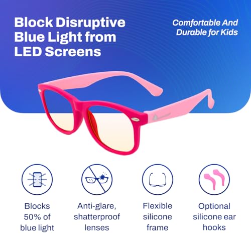 Image of DefenderShield Blue Light Blocking Glasses Kid Series for Computer, Mobile, Gaming, Sleep-Purple - Anti Eye Strain, Headache