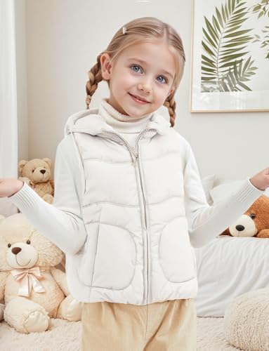 Happy Cherry Boys Girls Hooded Puffer Vest Padded Winter Warm Sleeveless Zipper Jacket with Pocket 1-5Y3
