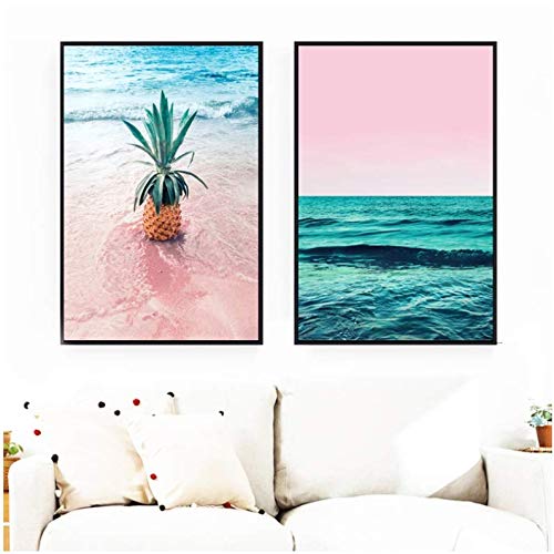 Paysage mur photos ananas mer déco murale salon chaleureux