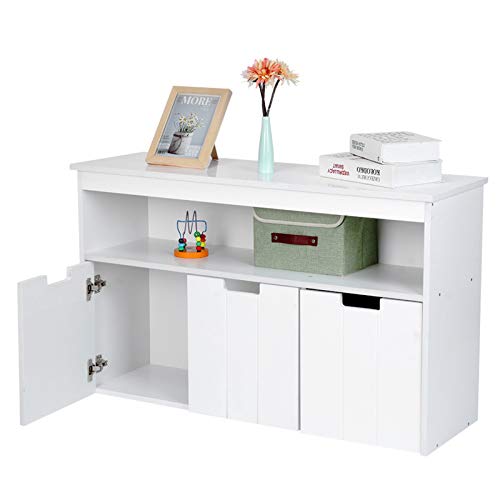 Topincn Toy Storage Cabinet, Elegant Modern Style Children Toy Storage Cabinet Shelf Toys Container Organizer With 3 Doors For Kid Bedroom Decor Room, 40.2 X 13 X 24.4 In #TOP3