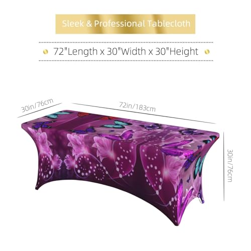 Housse de table extensible violette papillons 1m80 EdWal - 7