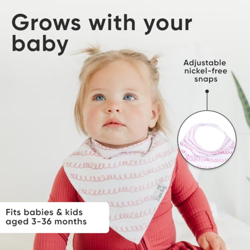 Copper Pearl 4 Pack Soft Cotton Baby Bibs for Drooling and Teething, Absorbent Drool Bibs for Baby Girl and Boy, Adjustable to Fit Newborns to Toddlers, Tons of Styles (Lola) 5