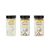 Farberware BBQ Poultry Spice Blend Set (Latin Fajita, Garlic & Herb, Shawarma) In Glass Jars With Removable Sifter Caps For Sprinkling