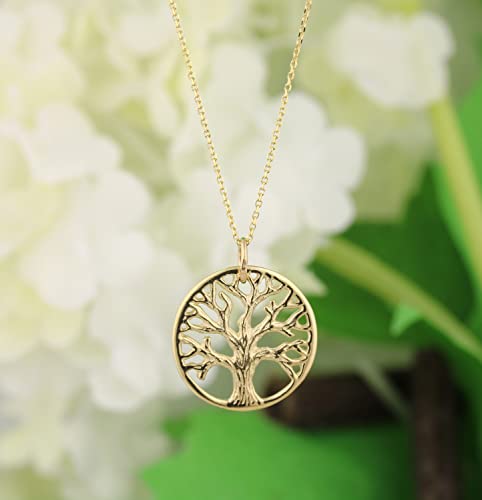 Solid 14k Gold Tree of Life Pendant Necklace Christmas Birthday Gifts for Women Family Gifts for Grandma Mom Teacher Best Friend3