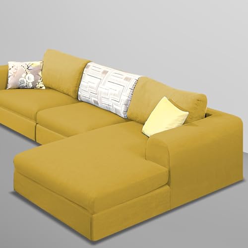 Image of Koza RHS 4 Seater L Shape Sofa Set for Living Room (Yellow Fabric) Premium Fabric Sofa