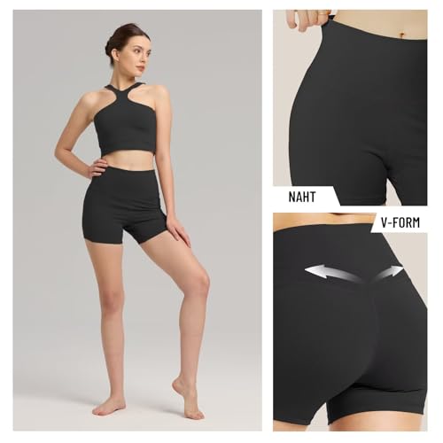 Roself Moment Radlerhose Damen 10cm Kurze High Waist Bequeme Stretch Sportshorts für Fitness, Yoga, Gym, Sommer