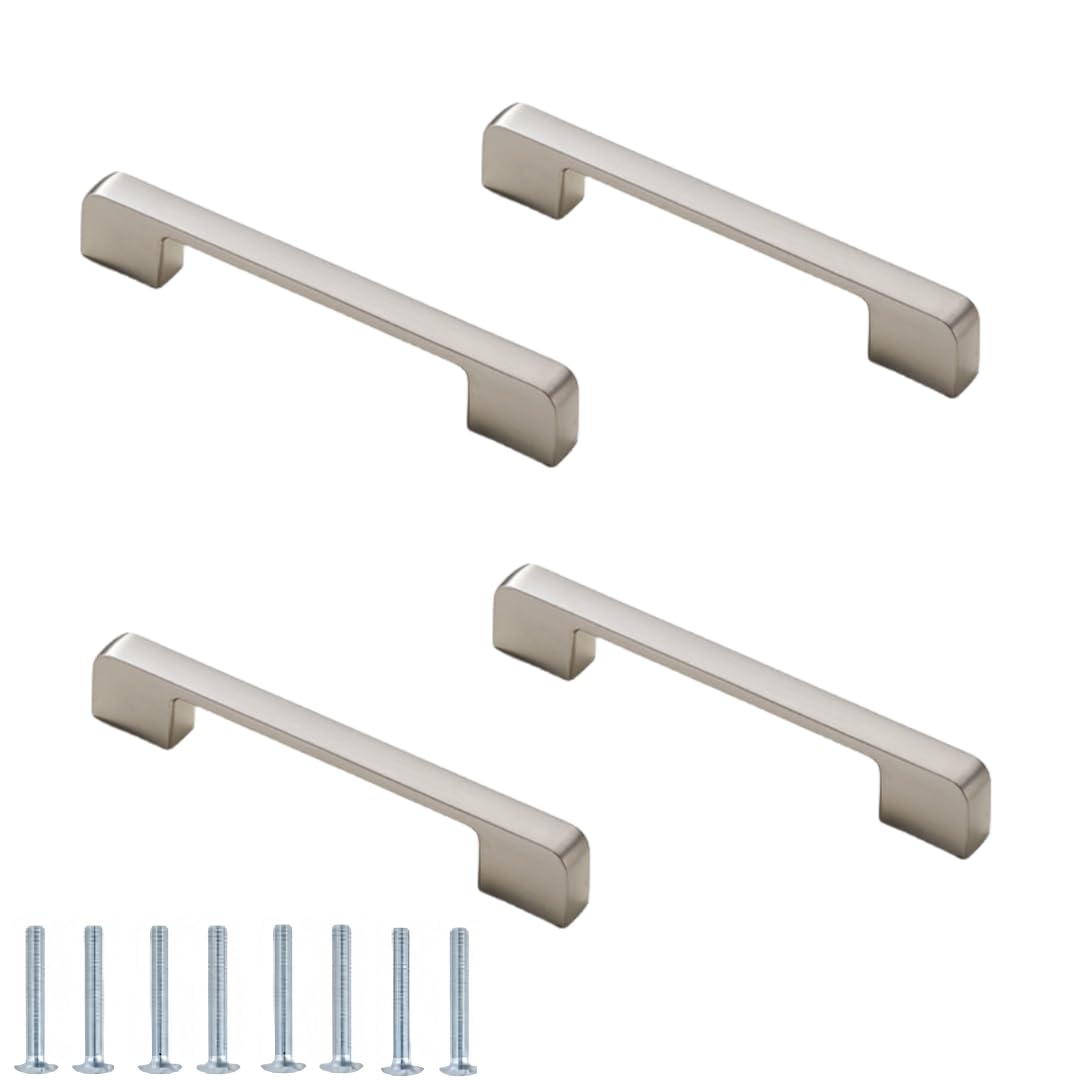 NLQCSXWEP Zinc Alloy Cabinet Bow Handle, Zinc Alloy Cabinet Handles Pack of 4 Multicolor 96-320mm(128mm Matte Brushed)