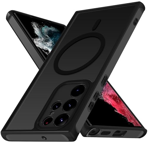 ivoler Funda Magnética para Samsung Galaxy S22 Ultra 5G, Compatible con MagSafe, [Protección Lente Cámara] Carcasa Protectora Antigolpes Translúcida Mate Trasera Fina Silicona Anti-Choques Case