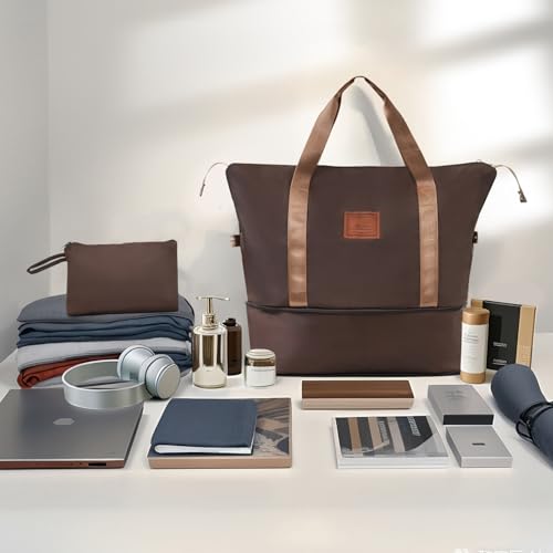 Kaimei 3 Piece Luggage Set, 20 Inch Carry-on Suitcase, Expandable Travel Duffel, TSA Lock, Brown4