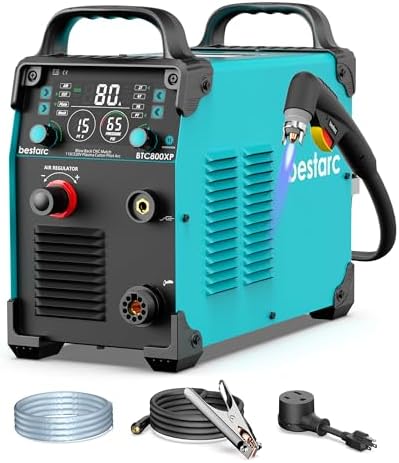 bestarc Plasma Cutter, [Blow Back Pilot Arc][Large LED][Air Sensor] 80Amp Non-HF CNC bestarc Plasma Cutter Machine 110V/220V Dual Voltage, 5/8" Clean Cut 1.57" Max Cut, PA/PT, 2T/4T for Beginners DIY